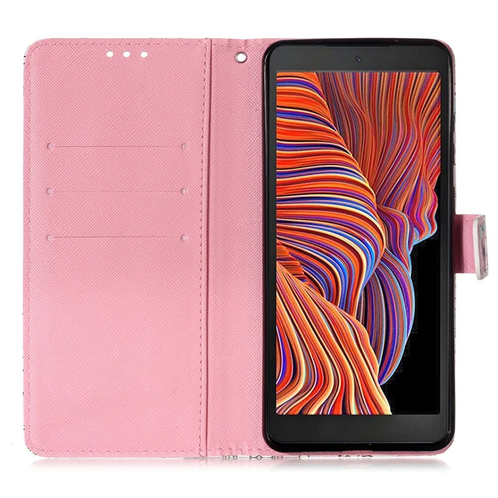 Lanyard Design Leather Phone Pattern Printing Design Case with Wallet Stand for Samsung Galaxy Xcover 5 - Rose Butterfly - 6