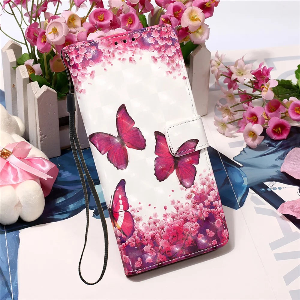 Lanyard Design Leather Phone Pattern Printing Design Case with Wallet Stand for Samsung Galaxy Xcover 5 - Rose Butterfly - 7