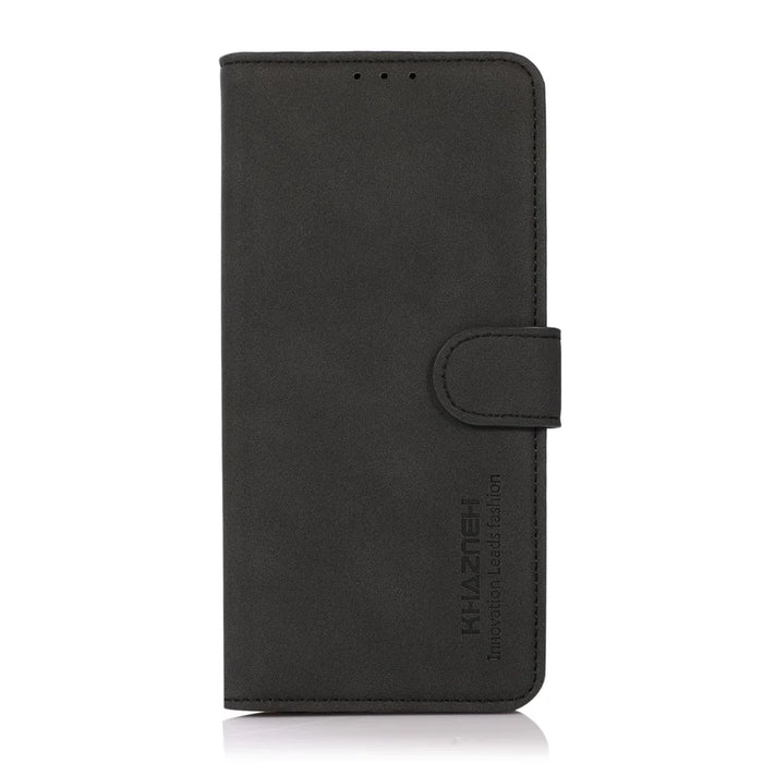 KHAZNEH Textured Leather Phone Cover Stand Case with Wallet Design for Samsung Galaxy A32 4G (EU Version) - Black - 2