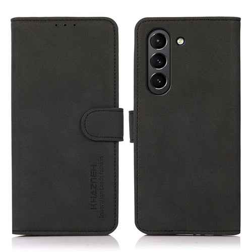 KHAZNEH Wallet Stand Design Leather Cover Case for Samsung Galaxy S21 FE / S21 Fan Edition - Black - 1