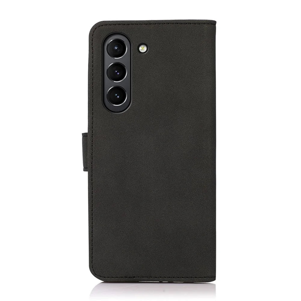 KHAZNEH Wallet Stand Design Leather Cover Case for Samsung Galaxy S21 FE / S21 Fan Edition - Black - 3