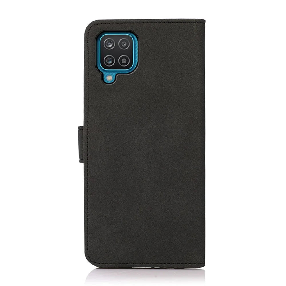 KHAZNEH Textured Leather Phone Cover Full Protection Case with Wallet Stand Design for Samsung Samsung Galaxy A12 - Black - 3