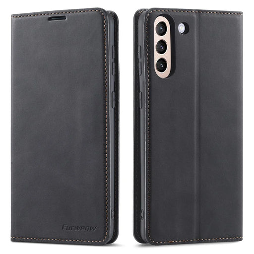 FORWENW Fantasy Series Skin Feeling Leather Case for Samsung Galaxy S21 FE - Black - 1