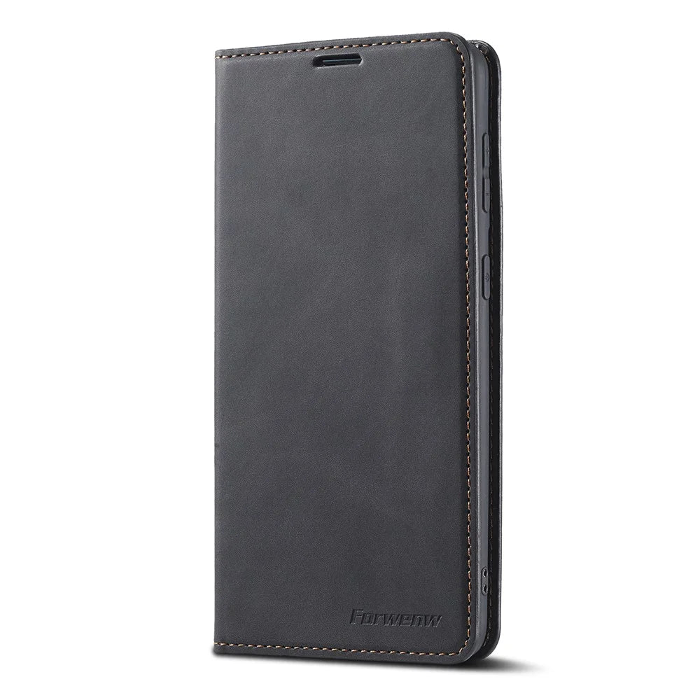 FORWENW Fantasy Series Skin Feeling Leather Case for Samsung Galaxy S21 FE - Black - 2