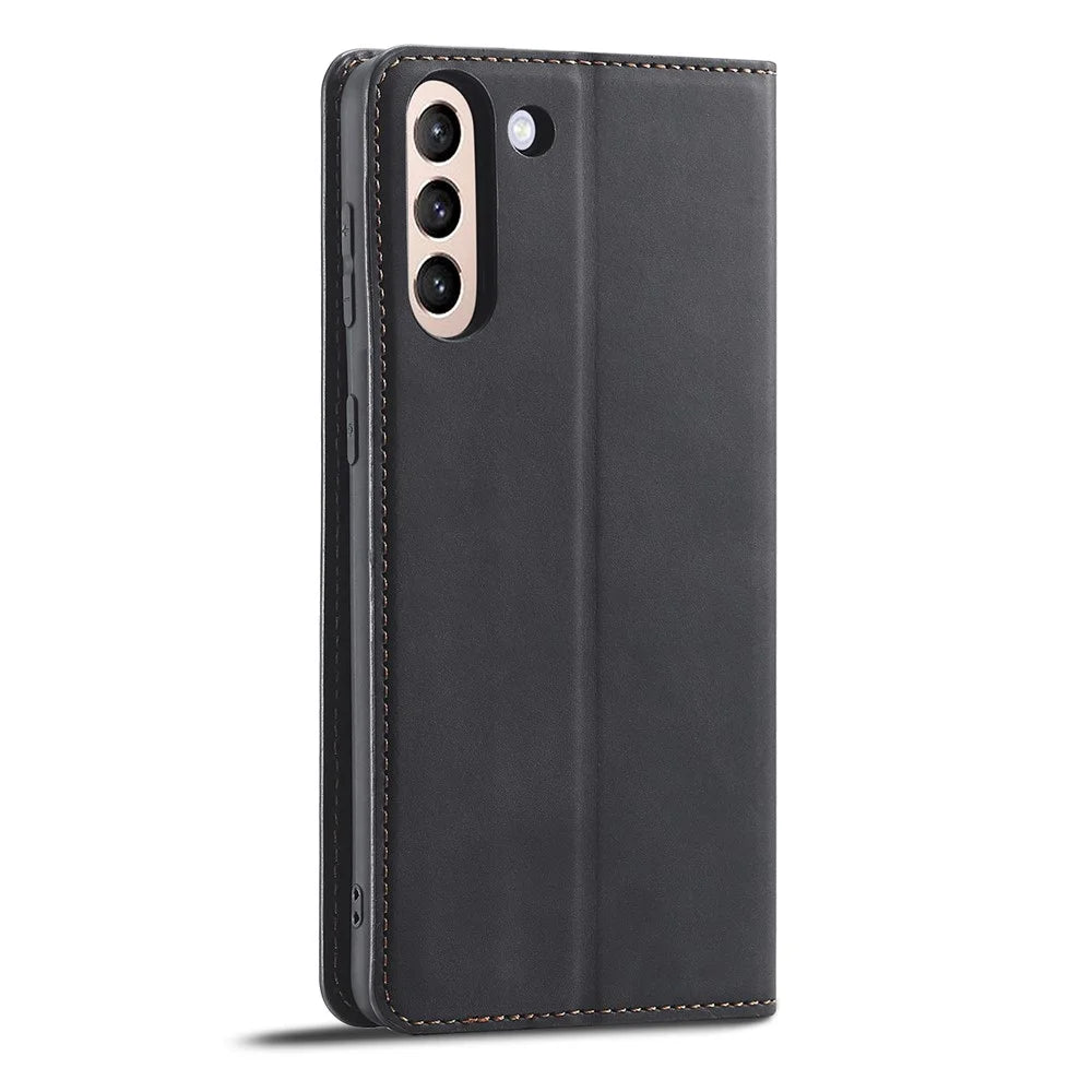 FORWENW Fantasy Series Skin Feeling Leather Case for Samsung Galaxy S21 FE - Black - 3