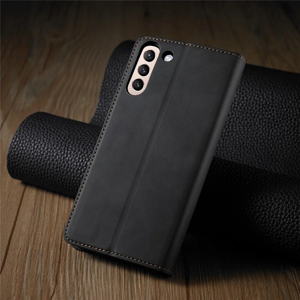 FORWENW Fantasy Series Skin Feeling Leather Case for Samsung Galaxy S21 FE - Black - 7