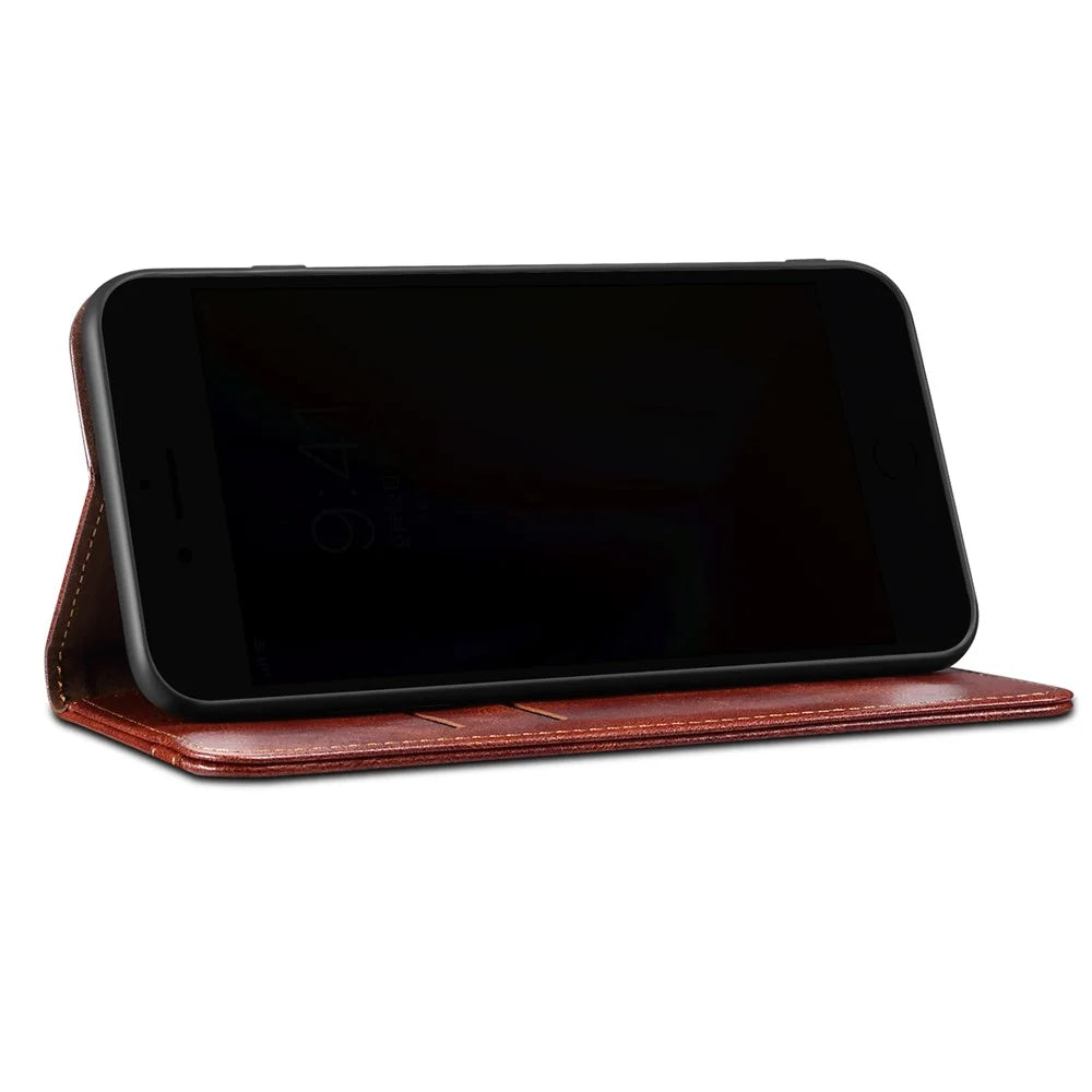 Crazy Horse Texture Waxy PU Leather Case Cover for Samsung Galaxy S21 FE - Brown - 4