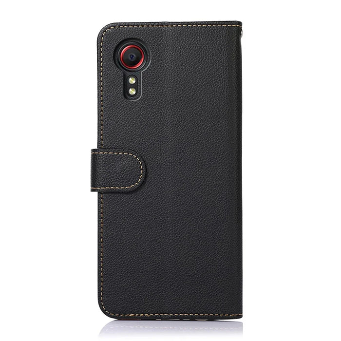 KHAZNEH Litchi Texture RFID Anti-theft Swiping Function Leather Phone Case Cover for Samsung Galaxy Xcover 5 - Black - 3