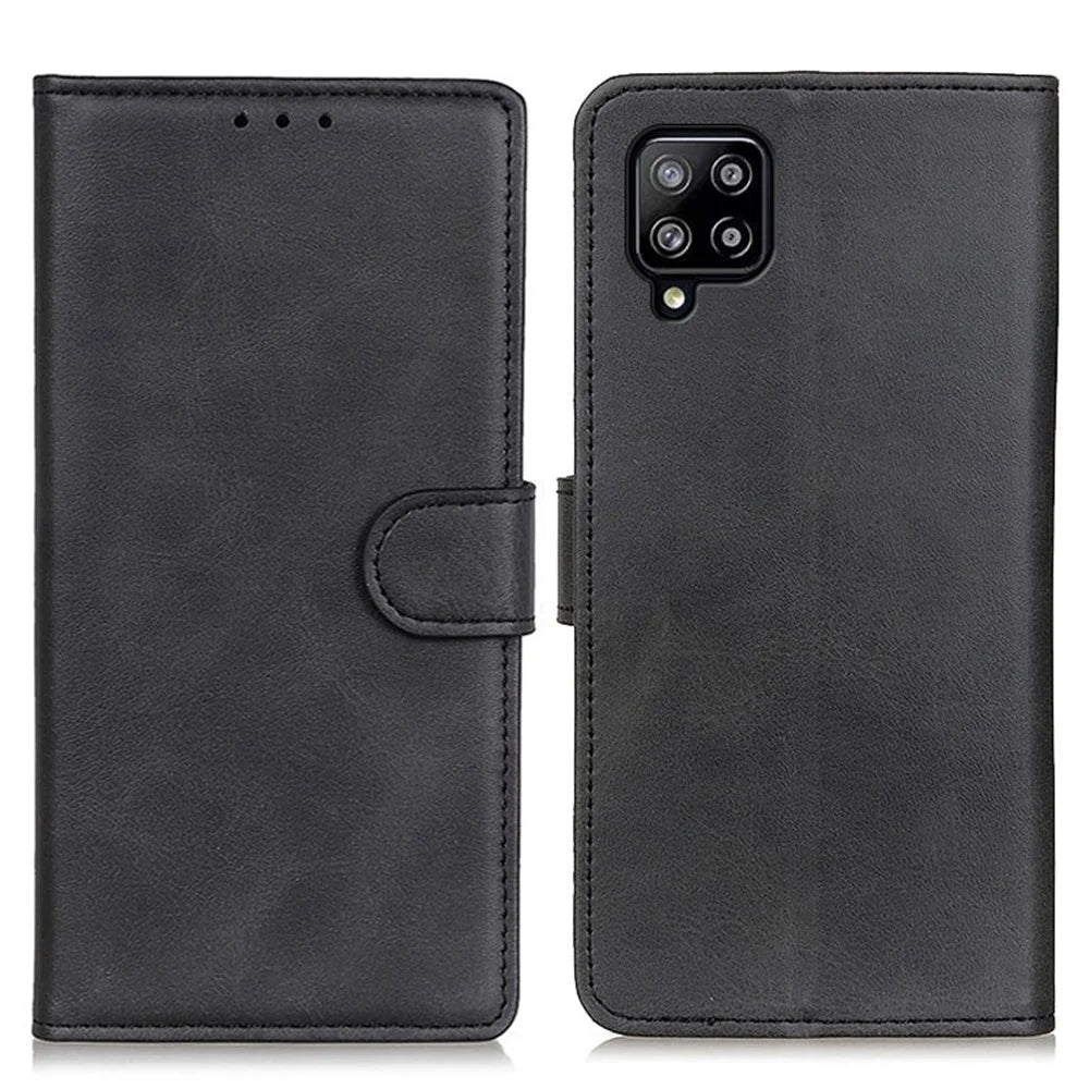 PU Leather Magnetic Wallet Leather Shell Protective Case for Samsung Galaxy A22 4G (EU Version) - Black - 1