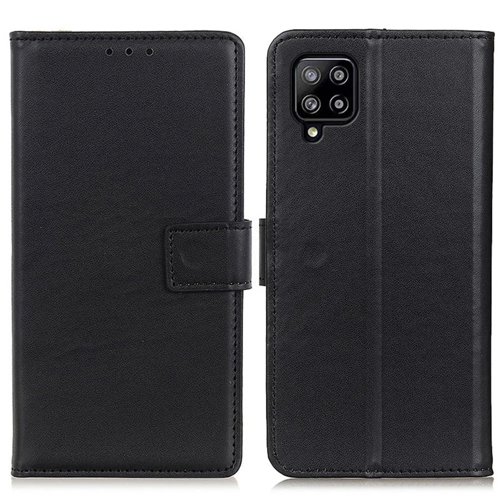 Magnetic Clasp Wallet Stand Shockproof Leather Phone Shell Case for Samsung Galaxy A22 4G (EU Version) - Black - 1