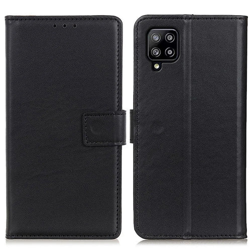Magnetic Clasp Wallet Stand Shockproof Leather Phone Shell Case for Samsung Galaxy A22 4G (EU Version) - Black - 1