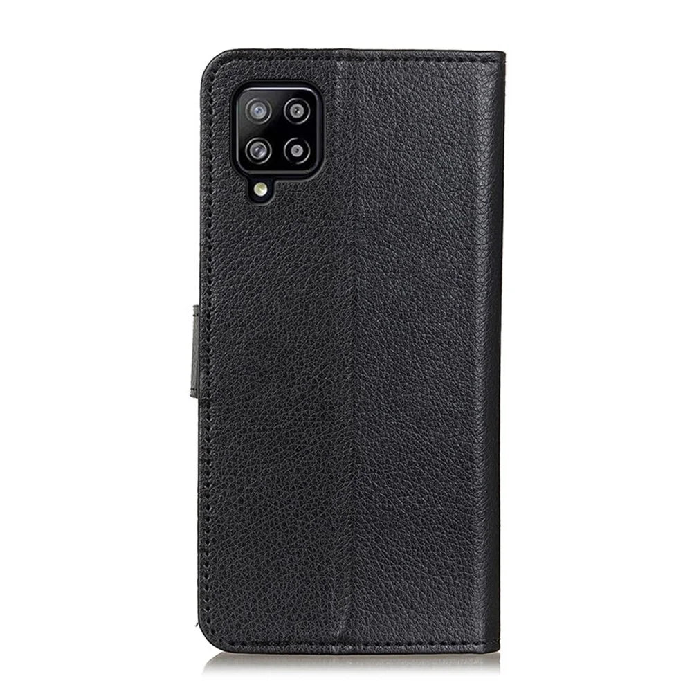 Folio Flip Litchi Texture Leather Cell Phone Case Wallet Stand Shell for Samsung Galaxy A22 4G (EU Version) - Black - 4