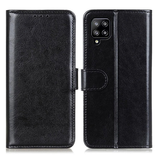 Full-Protection Crazy Horse Texture Leather Wallet Stand Phone Case Cover for Samsung Galaxy A22 4G (EU Version) - Black - 1