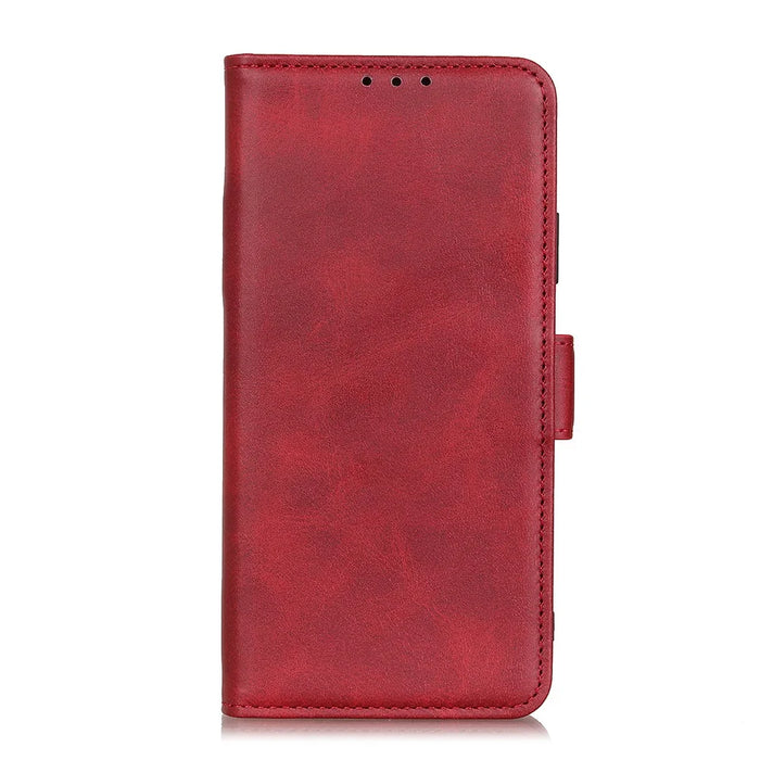 Wallet Stand Leather Phone Case Cover with Magnetic Double Clasp for Samsung Galaxy A22 5G (EU Version) - Red - 3