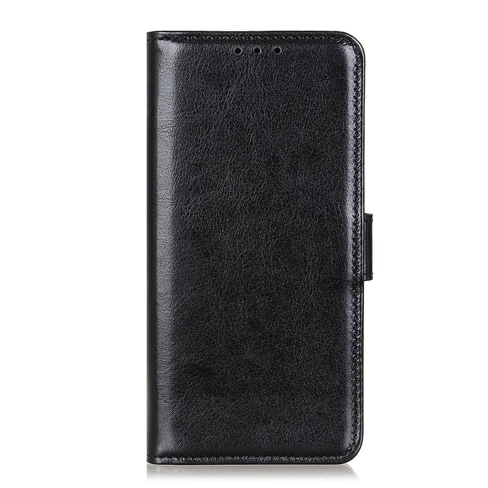 Crazy Horse Texture Leather Wallet Stand Cellphone Shell Case for Samsung Galaxy A22 5G (EU Version) - Black - 3