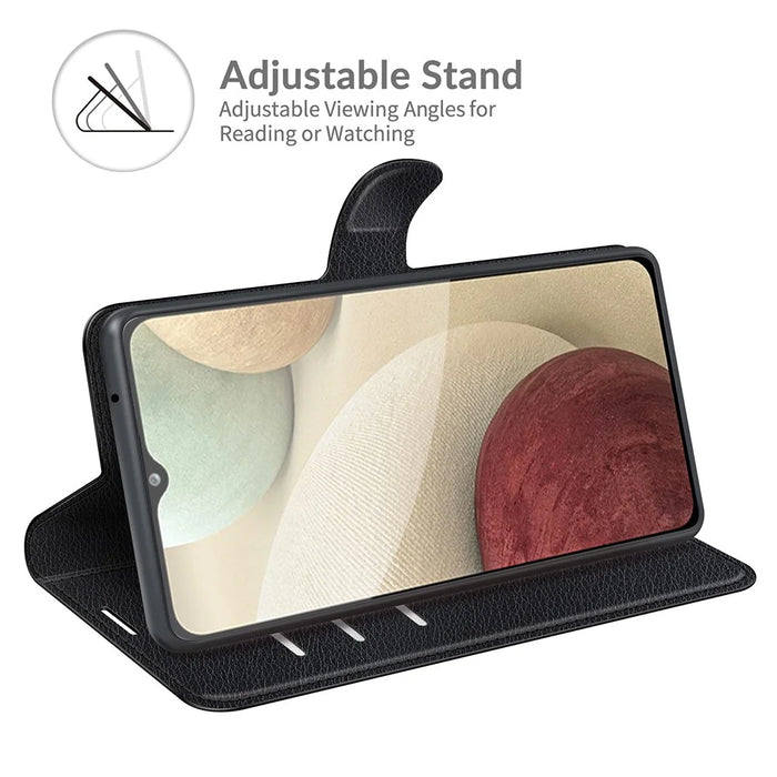 Wallet Design Litchi Texture Leather Phone Case with Stand for Samsung Galaxy A22 4G (EU Version) - Black - 5