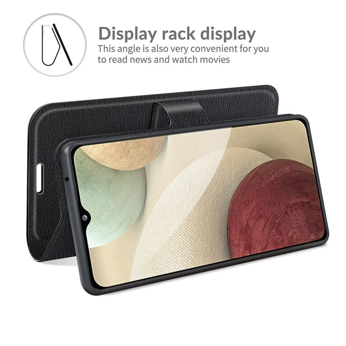 Wallet Design Litchi Texture Leather Phone Case with Stand for Samsung Galaxy A22 4G (EU Version) - Black - 6