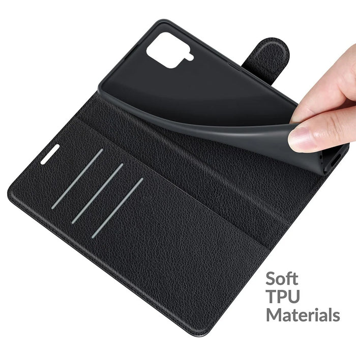Wallet Design Litchi Texture Leather Phone Case with Stand for Samsung Galaxy A22 4G (EU Version) - Black - 7