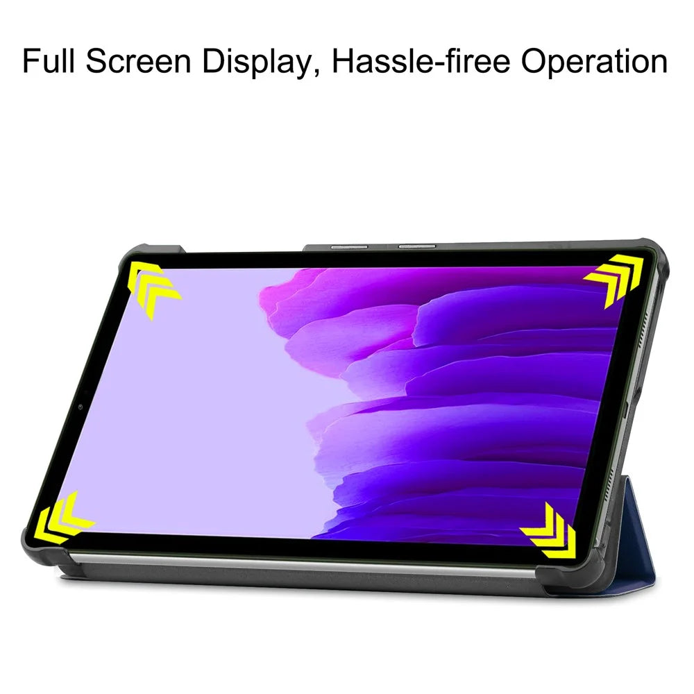 PU Leather Auto Wake/Sleep Stable Tri-fold Stand Stand Case Cover Shell for Samsung Galaxy Tab A7 Lite/T220/T225 - Navy Blue - 4