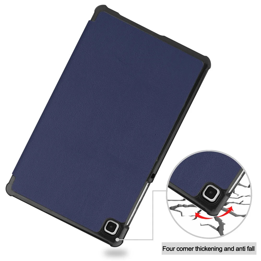 PU Leather Auto Wake/Sleep Stable Tri-fold Stand Stand Case Cover Shell for Samsung Galaxy Tab A7 Lite/T220/T225 - Navy Blue - 6