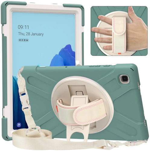 Tablet Cover + Strap + Kickstand with Colorful Rainbow for Samsung Galaxy Tab A7 10.4 (2020) / (2022) T500 / T505 / T507 / T505N - Dark Green - 1