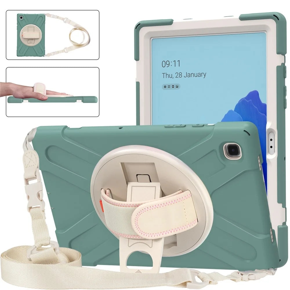 Tablet Cover + Strap + Kickstand with Colorful Rainbow for Samsung Galaxy Tab A7 10.4 (2020) / (2022) T500 / T505 / T507 / T505N - Dark Green - 3