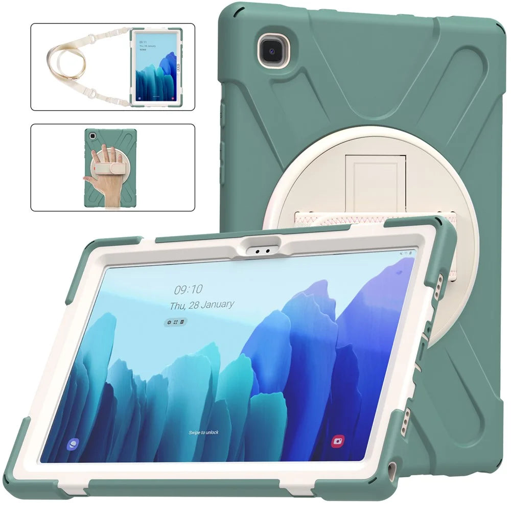 Tablet Cover + Strap + Kickstand with Colorful Rainbow for Samsung Galaxy Tab A7 10.4 (2020) / (2022) T500 / T505 / T507 / T505N - Dark Green - 4