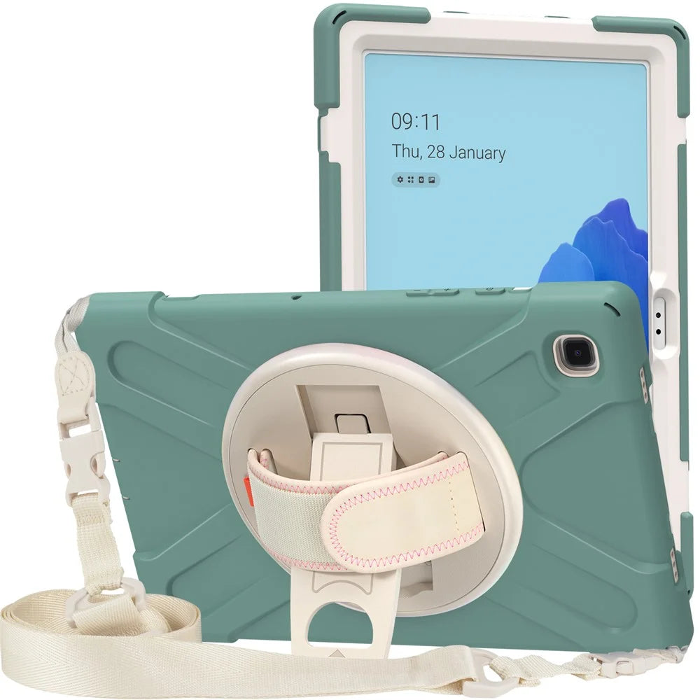 Tablet Cover + Strap + Kickstand with Colorful Rainbow for Samsung Galaxy Tab A7 10.4 (2020) / (2022) T500 / T505 / T507 / T505N - Dark Green - 5