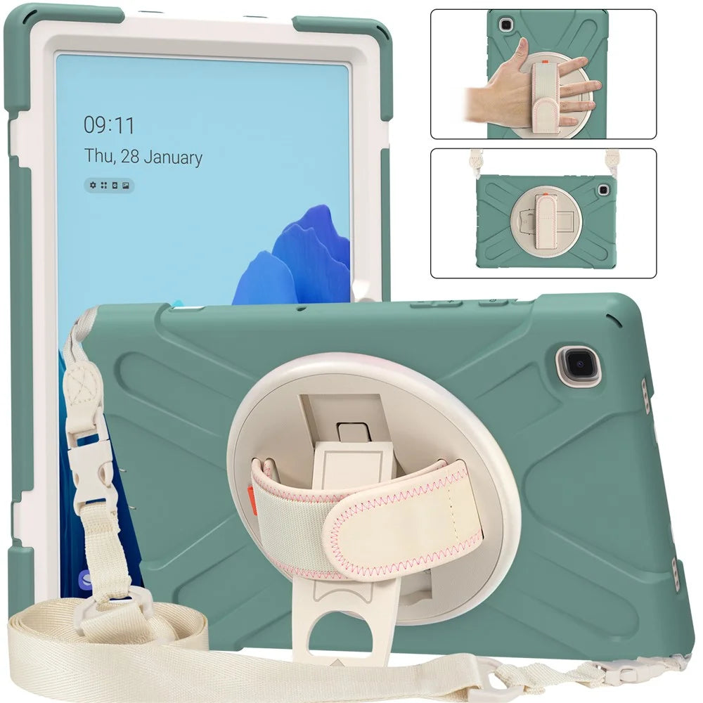 Tablet Cover + Strap + Kickstand with Colorful Rainbow for Samsung Galaxy Tab A7 10.4 (2020) / (2022) T500 / T505 / T507 / T505N - Dark Green - 7