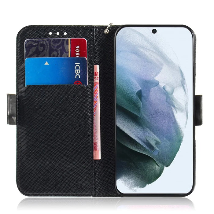 Light Spot Decor Pattern Printing Wallet Stand Leather Case with Strap for Samsung Galaxy S21 FE/S21 Fan Edition - Mandala Flower - 3