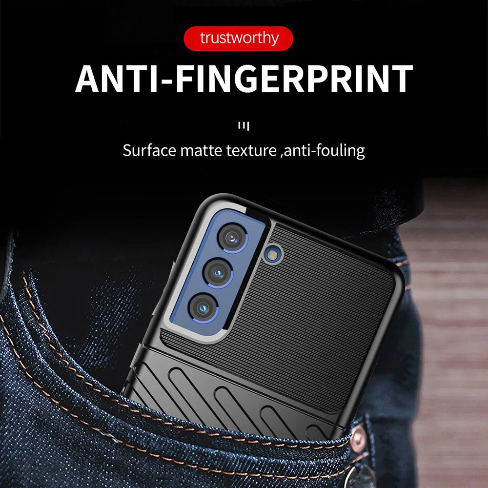 Thunder Series Twill Texture Soft TPU Phone Casing for Samsung Galaxy S21 FE/S21 Fan Edition - Black - 2