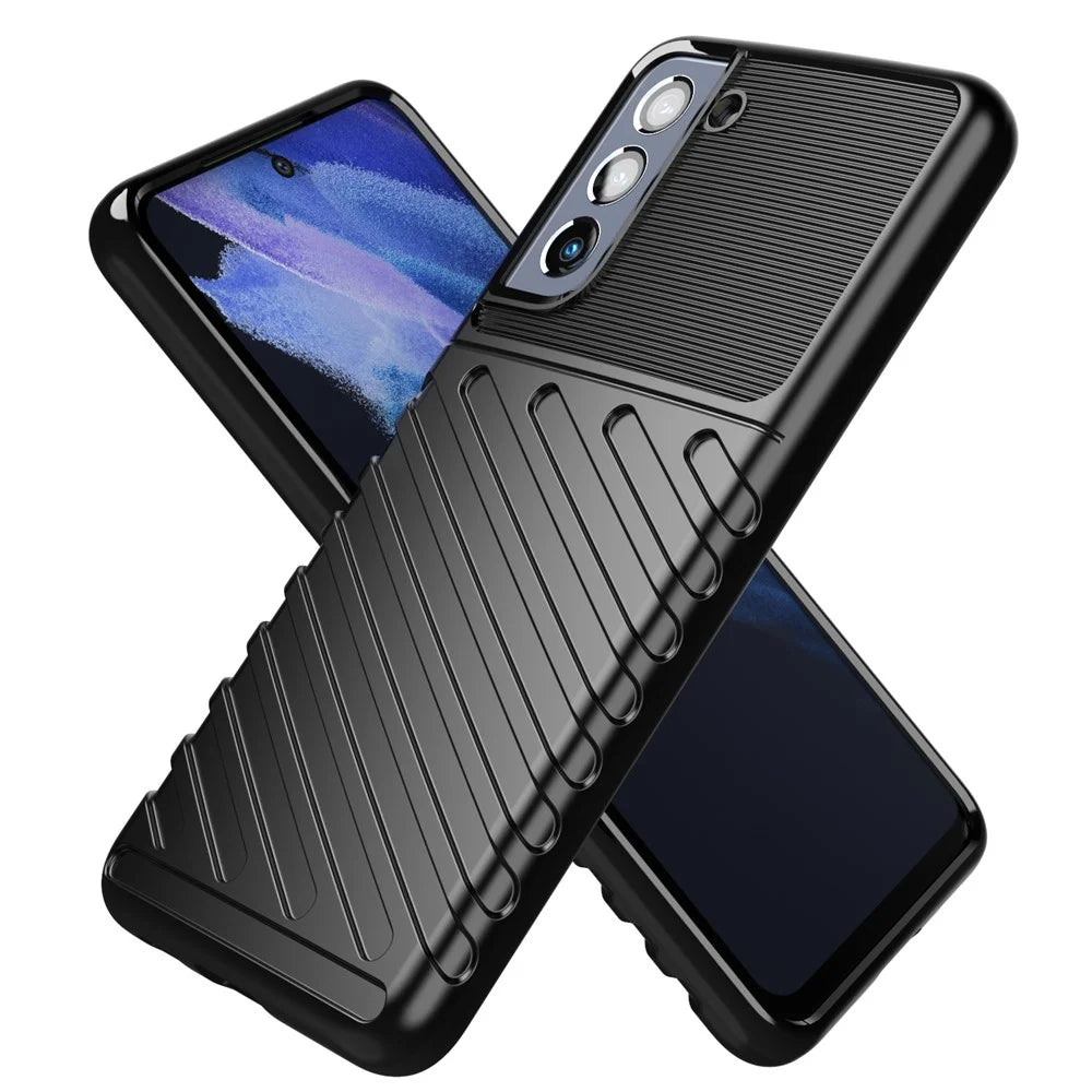 Thunder Series Twill Texture Soft TPU Phone Casing for Samsung Galaxy S21 FE/S21 Fan Edition - Black - 3