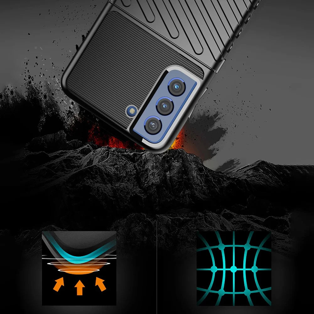 Thunder Series Twill Texture Soft TPU Phone Casing for Samsung Galaxy S21 FE/S21 Fan Edition - Black - 7