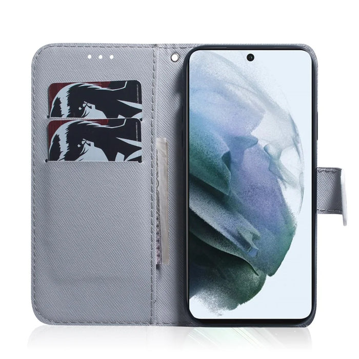 Pattern Printing Wallet Leather Case for Samsung Galaxy S21 FE/S21 Fan Edition - Flower Branches - 6