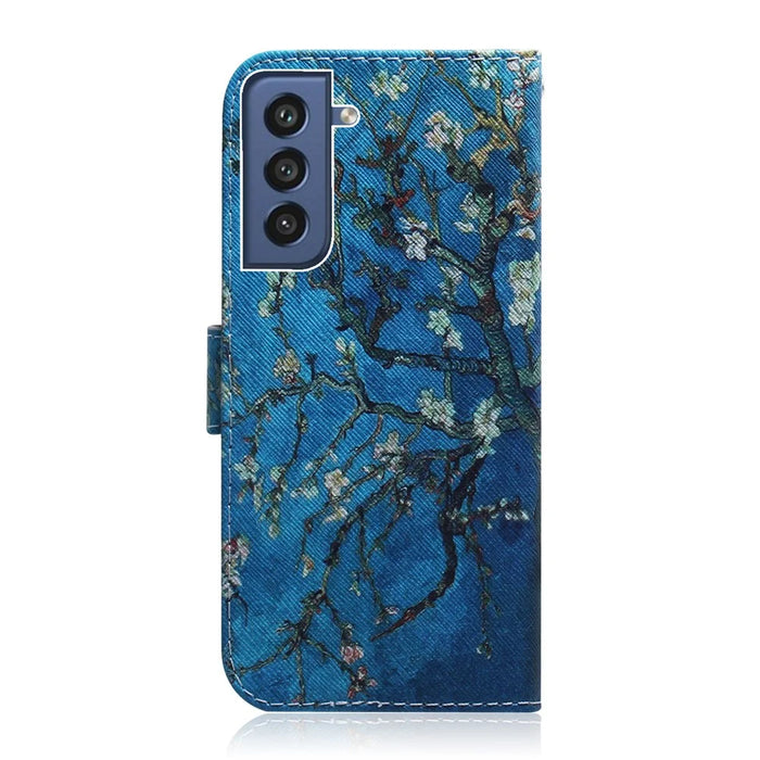 Pattern Printing Wallet Leather Case for Samsung Galaxy S21 FE/S21 Fan Edition - Flower Branches - 7