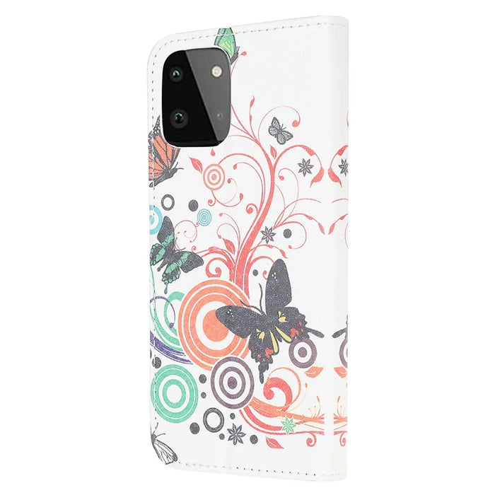 Full Protection Wallet Design Pattern Printing Leather Stand Protective Case with Stand for Samsung Galaxy A22 5G (EU Version) - Colorful Butterfly - 3