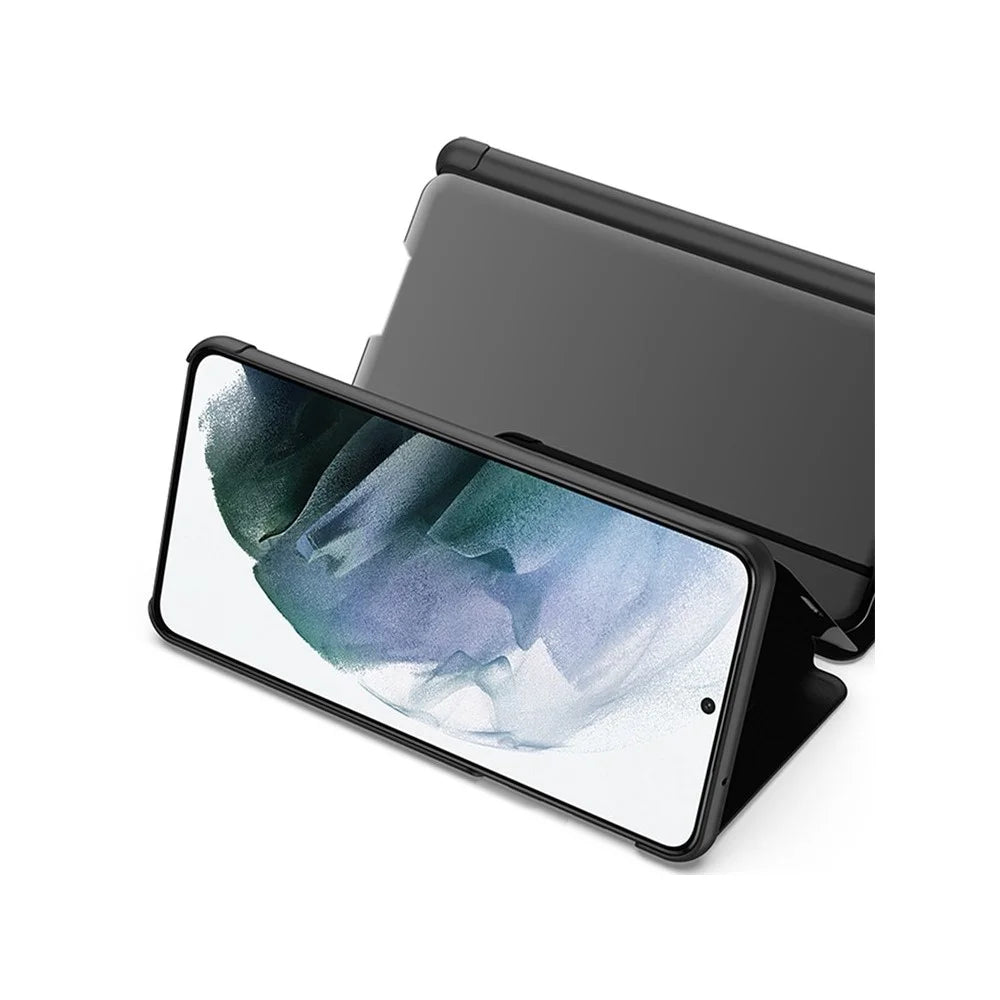 For Samsung Galaxy S21 FE Flip Leather Cover with Stand Full Body Protective Phone Case - Black - 2