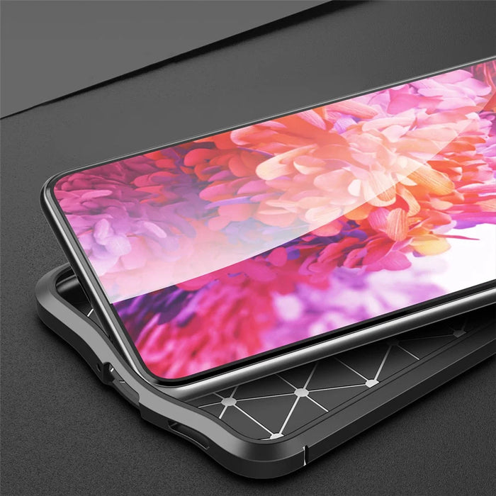 Flexible TPU Litchi Texture Cell Phone Back Case Cover for Samsung Galaxy S21 FE - Black - 3