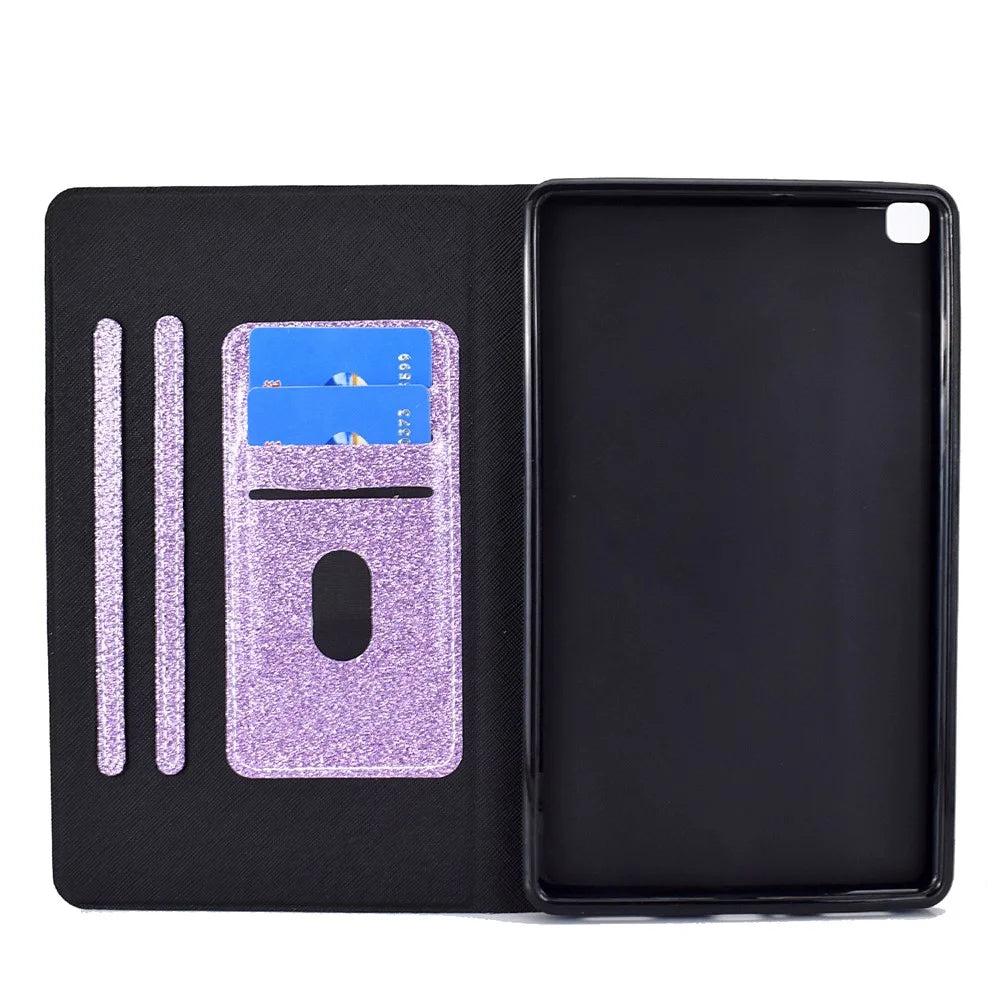 Glittering Powder Leather Tablet Cover Shell for Samsung Galaxy Tab A7 Lite 8.7-inch - Purple - 4