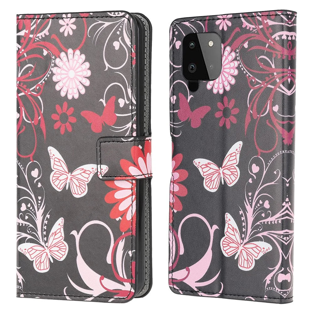 Pattern Printing Full Protection Wallet Design Leather Stand Protective Case with Stand for Samsung Galaxy A22 4G (EU Version) - Butterfly - 1