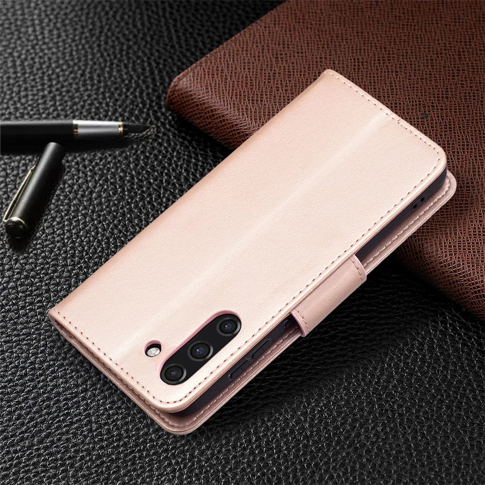 Imprint Butterfly Wallet Leather Stand Case for Samsung Galaxy S21 FE 5G - Rose Gold - 7