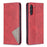 Geometric Pattern Leather Phone Case Shell Card Holder Stand for Samsung Galaxy S21 FE 5G - Red - 1