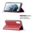 Geometric Pattern Leather Phone Case Shell Card Holder Stand for Samsung Galaxy S21 FE 5G - Red - 4