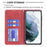 Geometric Pattern Leather Phone Case Shell Card Holder Stand for Samsung Galaxy S21 FE 5G - Red - 6
