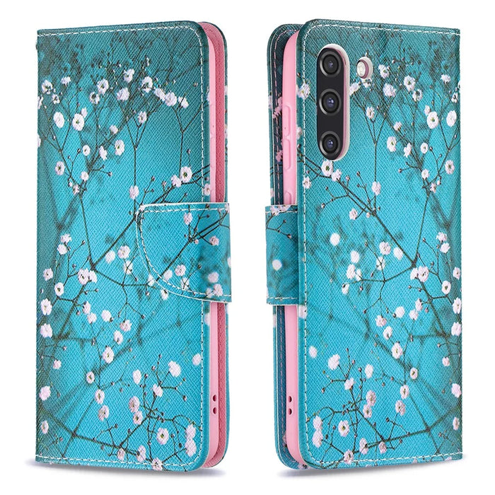Full Protection Hot Style Magnetic Leather Wallet Case with Pattern Printing for Samsung Galaxy S21 FE 5G - Wintersweet - 1