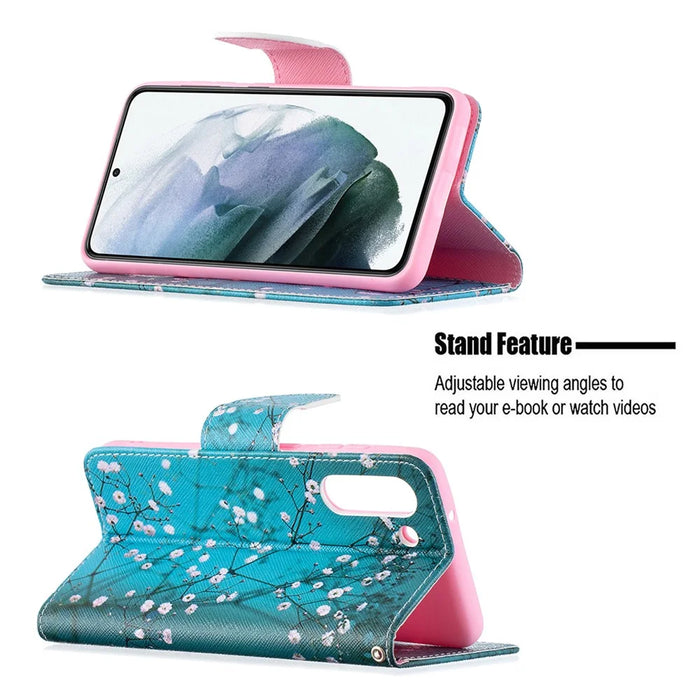 Full Protection Hot Style Magnetic Leather Wallet Case with Pattern Printing for Samsung Galaxy S21 FE 5G - Wintersweet - 4