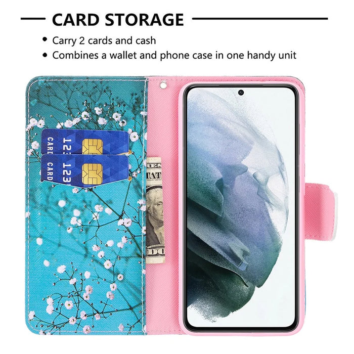 Full Protection Hot Style Magnetic Leather Wallet Case with Pattern Printing for Samsung Galaxy S21 FE 5G - Wintersweet - 5