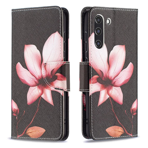 Wallet Design Pattern Printing Full Protection Leather Stand Cover Case for Samsung Galaxy S21 FE 5G - Vivid Flower - 1
