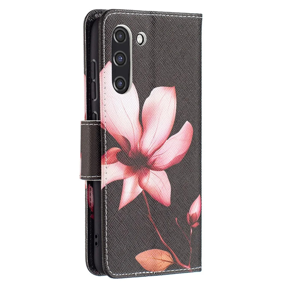 Wallet Design Pattern Printing Full Protection Leather Stand Cover Case for Samsung Galaxy S21 FE 5G - Vivid Flower - 3