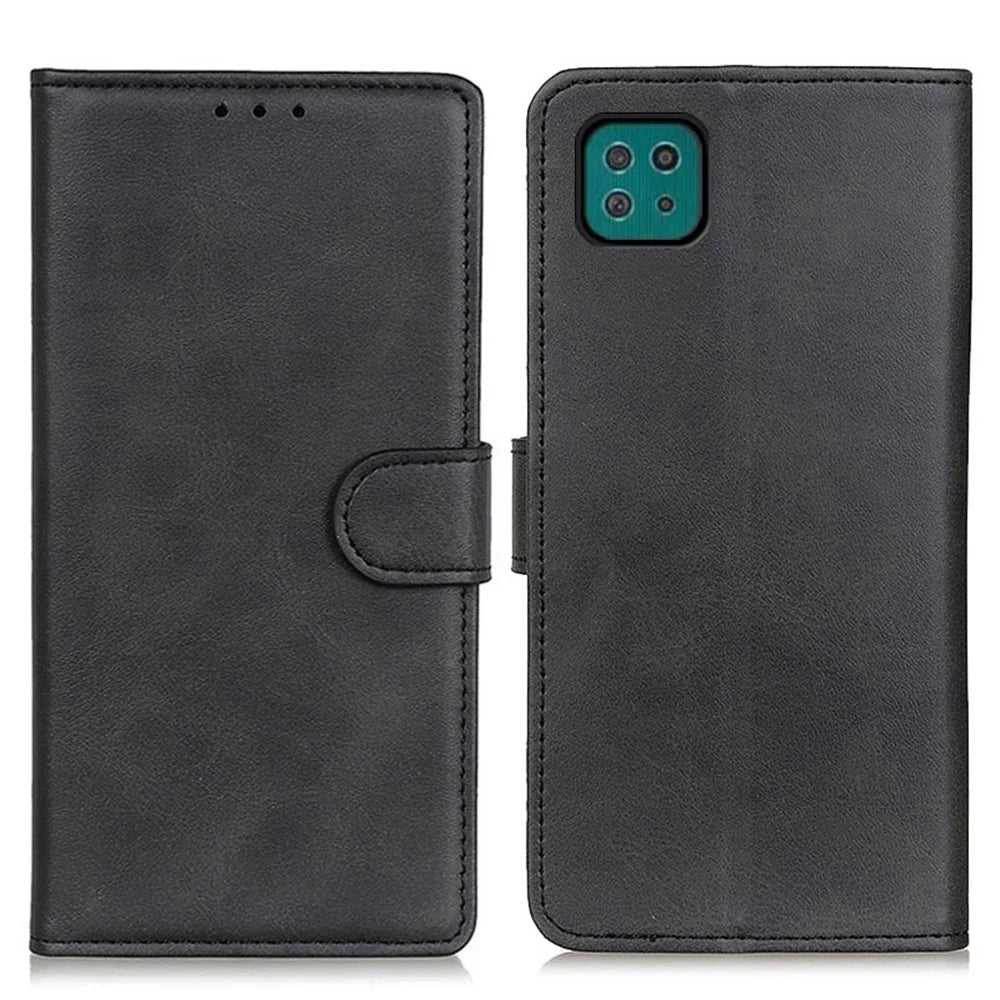 PU Leather Magnetic Wallet Leather Shell Protective Case for Samsung Galaxy A22 5G (EU Version) - Black - 1